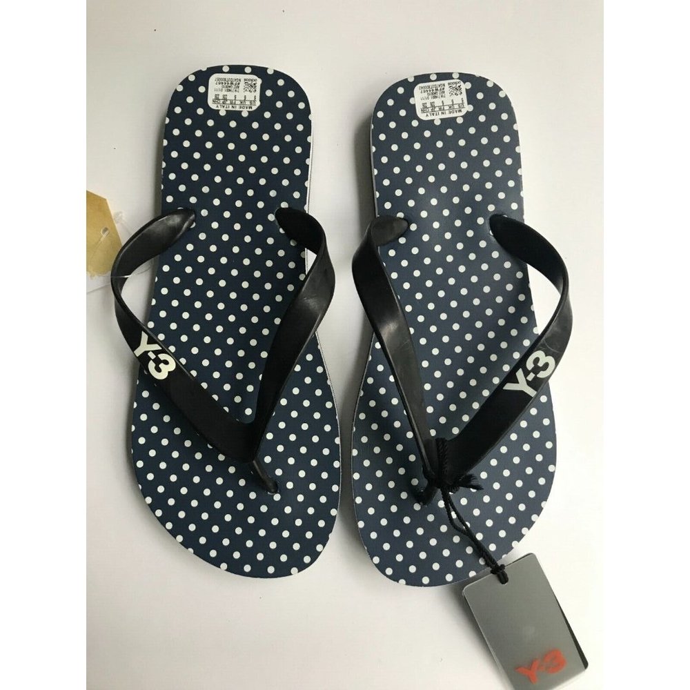 Y-3 Yohji Yamamoto Navy Blue Polka Flip Flop Sandals, Size 5 (US) 35 (IT) NIB!